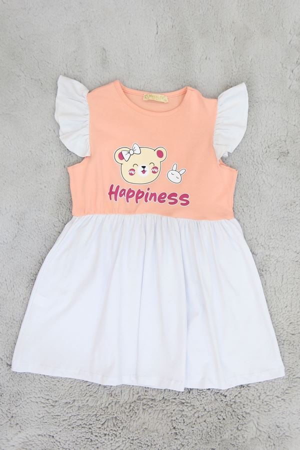 5-10 Yaş Penye Çocuk Elbise Beyazsomon - 41577.1567.