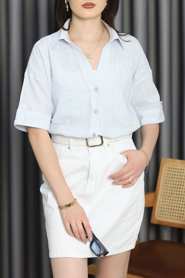 Cep Detaylı Kısa Kollu Gömlek Bebemavi - 70436.1934.