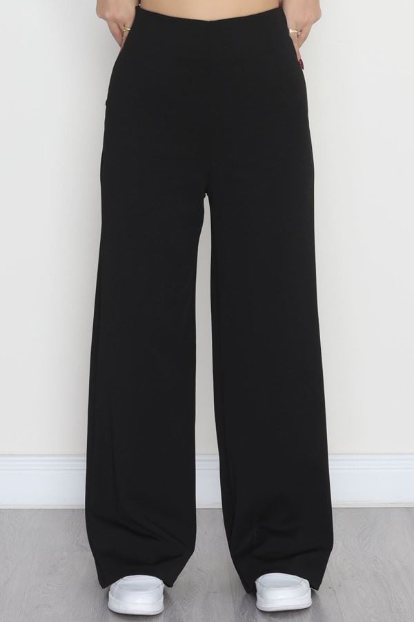 Full Likra İthal Krep Yandan Fermuarlı Pantolon Siyah - 90161.1837.