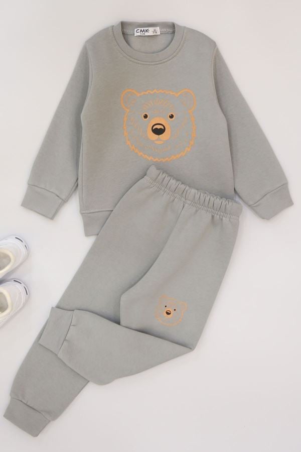 3-7 Yaş 3 İplik Şardonlu İkili Takım Gri - 50810.1867.