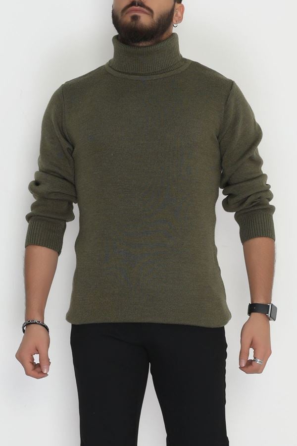 Balıkçı Yaka Erkek Triko Haki - 42552.1766.