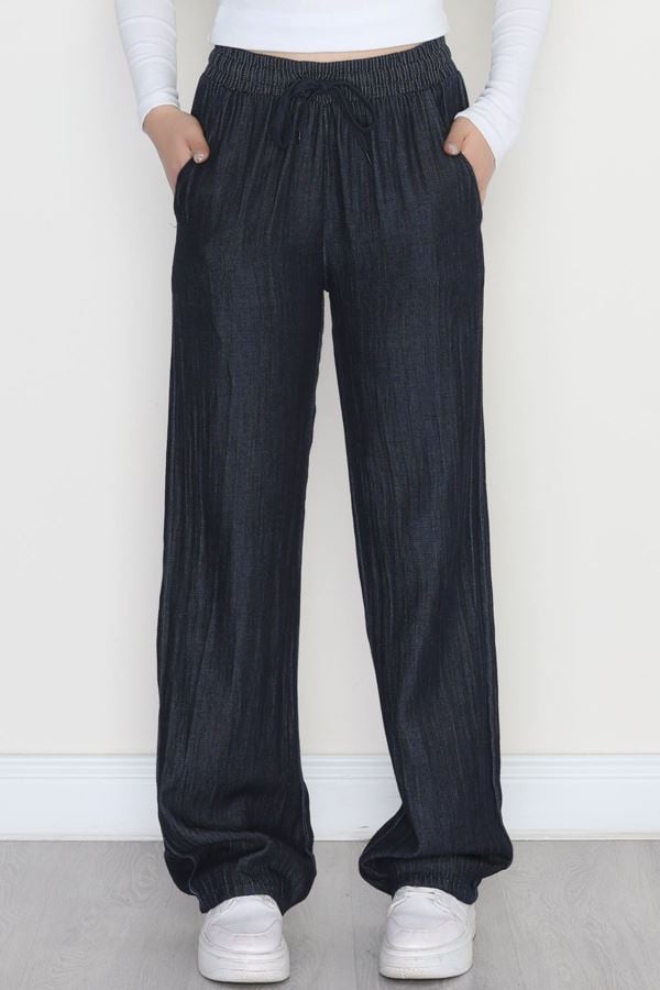 Kırışık Efektli Tensel Pantolon Koyumavi1 - 42439.1431.