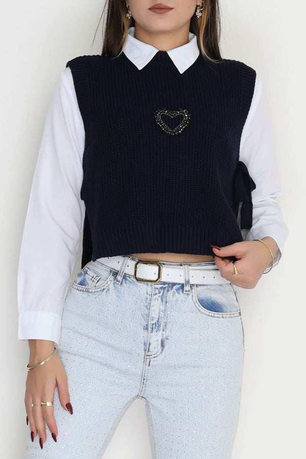 Kalp Detaylı Süveter Lacivert - 41963.2043.