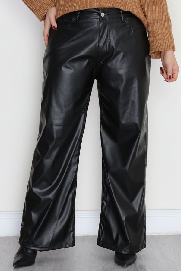 Büyük Beden Deri Pantolon Siyah - 41899.1999.