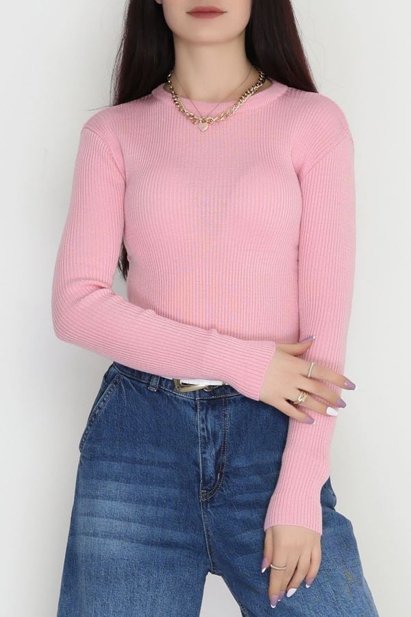 Bisiklet Yaka Triko Pembe - 4003.2043.