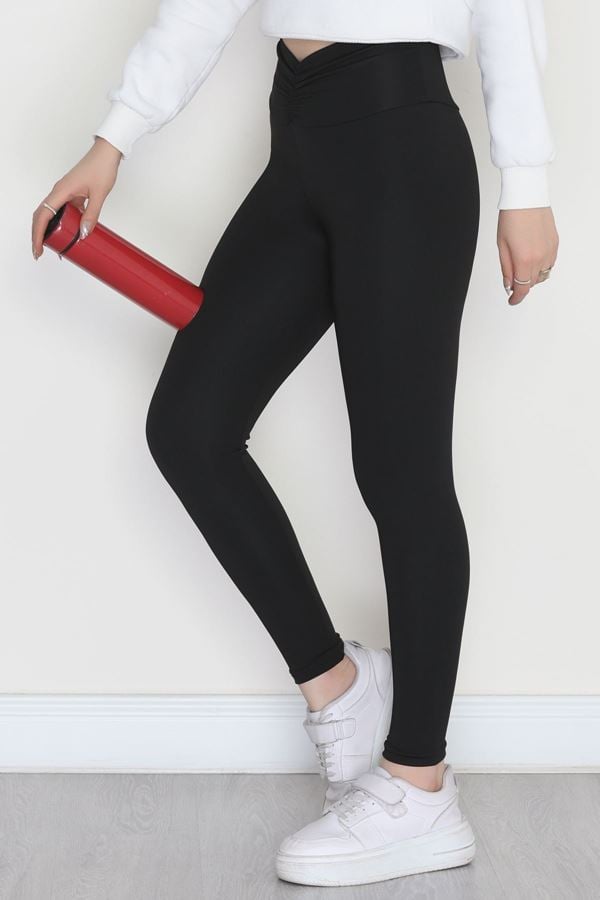 Beli Büzgülü Dalgıç Tayt Siyah - 52012.1005.