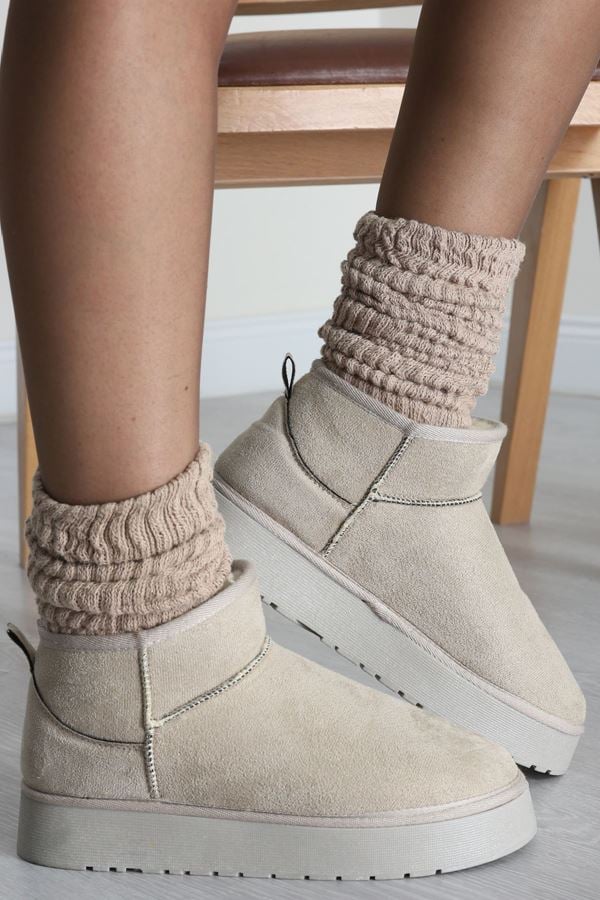 Yüksek Tabanlı İçi Kürklü Mini Bot Taş - 31569.2110.