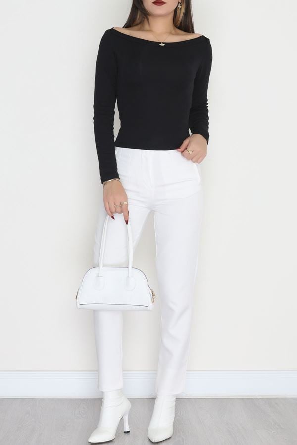 Kayık Yaka Penye Body Siyah - 42642.1868.