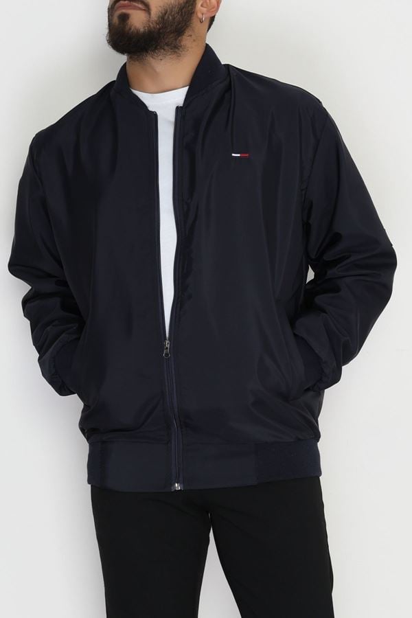 Su Geçirmez İçi Astarlı Bomber Erkek Ceket Lacivert - 42630.1970.