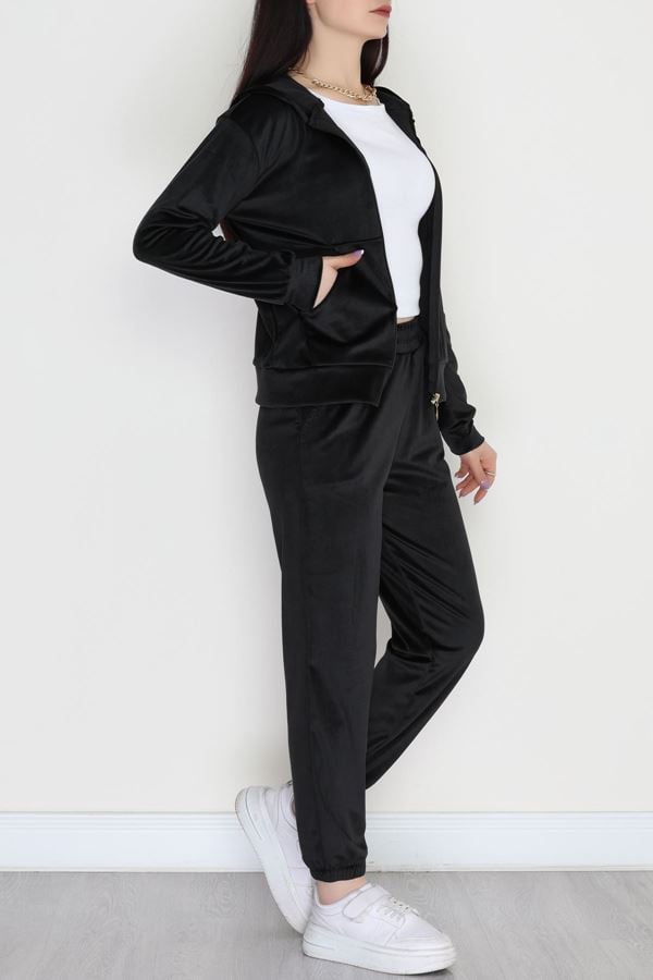 Fermuarlı Kadife Takım Siyah - 348.1287.