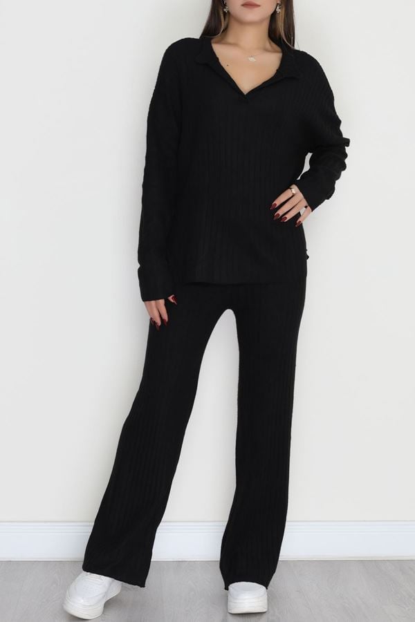 Polo Yaka İnterlok Kumaş İkili Takım Siyah - 42634.1567.