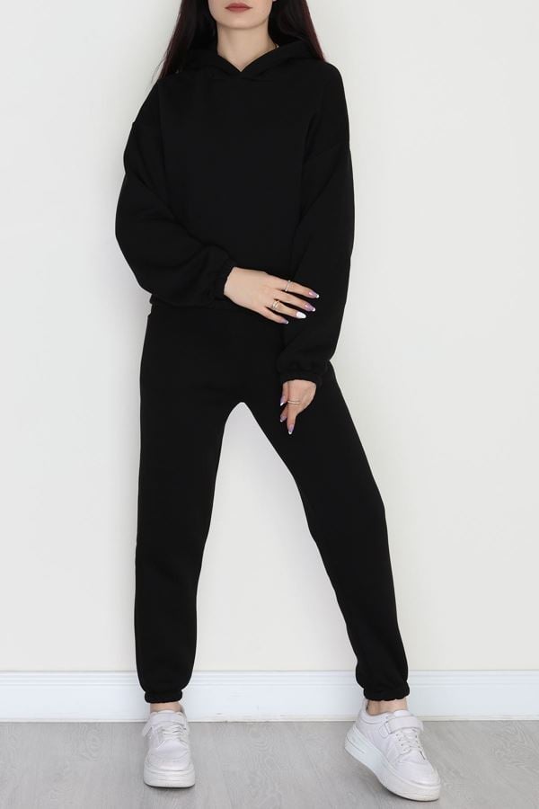 3 İplik Şardonlu Eşofman Takımı Siyah - 52049.1878.