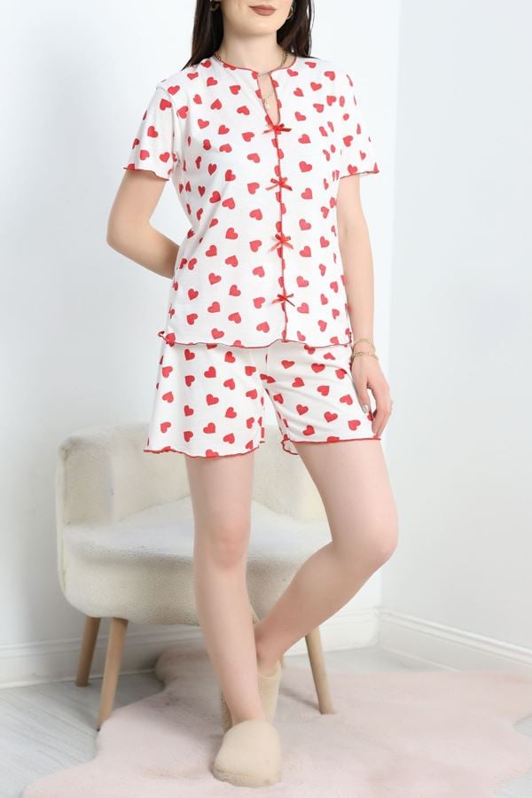 Alaçatı Şortlu Pijama Takımı Beyazkalp - 50681.1952.