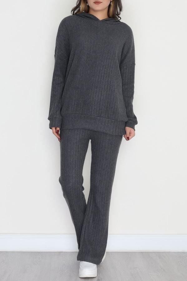 Kapşonlu İnterlok Kumaş İkili Takım Antrasit - 42636.1567.