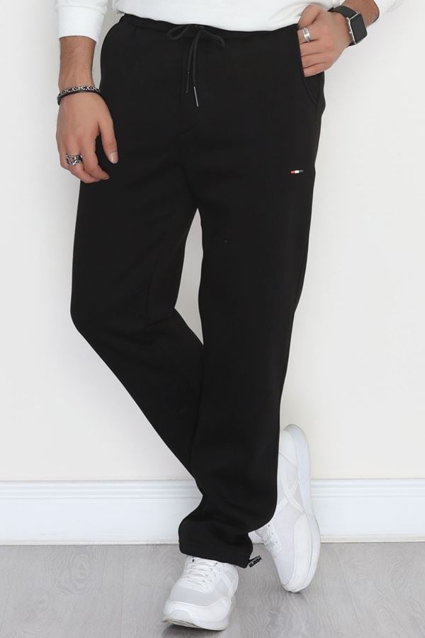 Paçası Stoperli 3 İplik Şardonlu Erkek Eşofman Altı Siyah - 42624.1937.