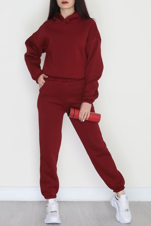 3 İplik Şardonlu Eşofman Takımı Bordo - 52049.1878.