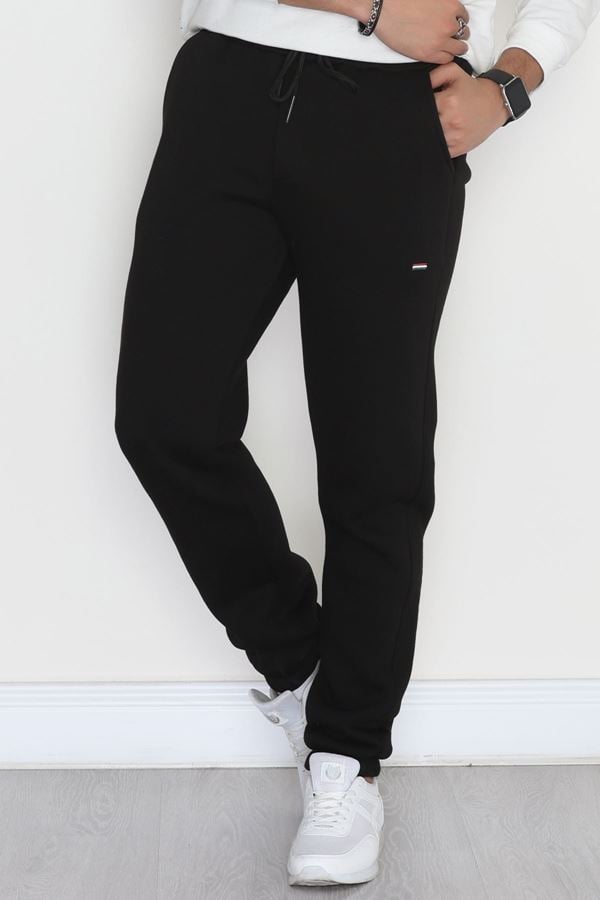 Paçası Lastikli 3 İplik Şardonlu Erkek Eşofman Altı Siyah - 42625.1937.