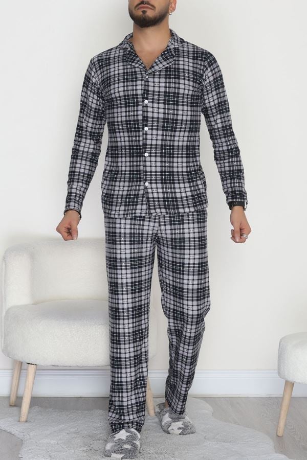 Önü Düğmeli Süet Erkek Pijama Takımı Grilaci - 42662.2028.