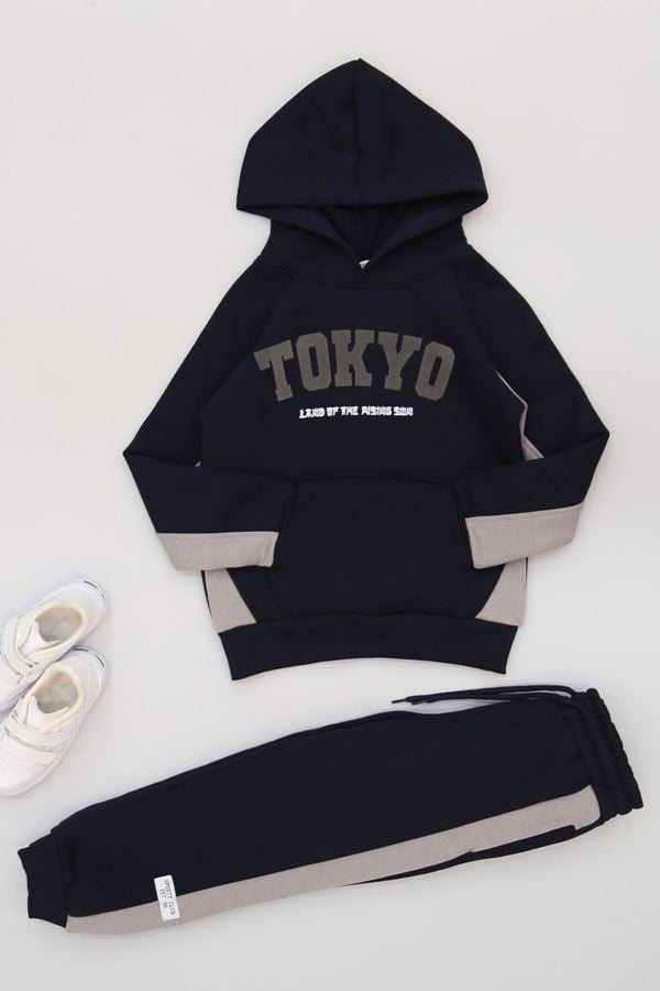 6-9 Yaş 3 İplik Şardonlu Takım Lacivert - 2264031.1576.