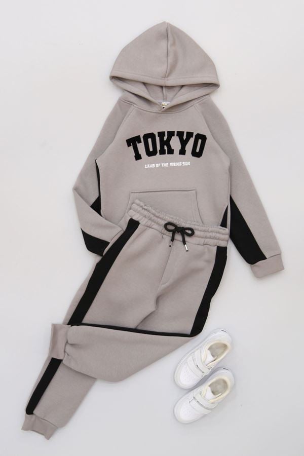 6-9 Yaş 3 İplik Şardonlu Takım Koyugri - 2264031.1576.