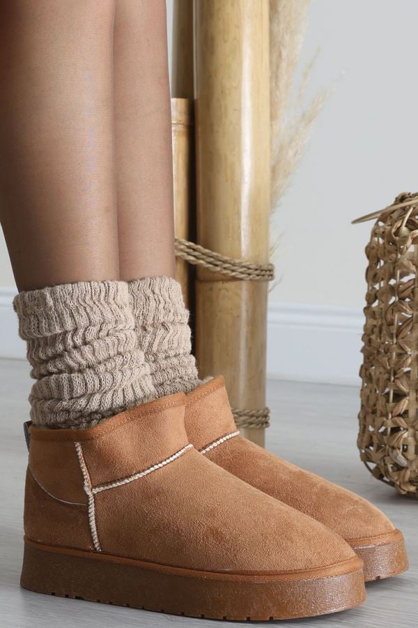 Yüksek Tabanlı İçi Kürklü Mini Bot Taba - 31569.2110.