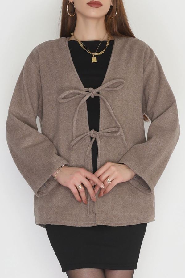 Önü Bağcıklı Kaşe Hırka Koyuvizon - 70995.1775.