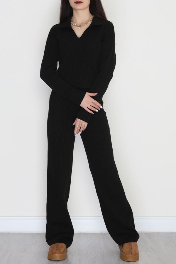 Polo Yaka Triko İkili Takım Siyah - 9191.1765.