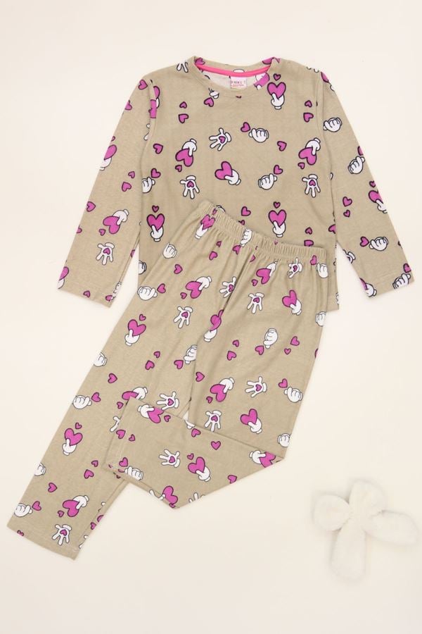 5-8 Yaş Süet Pijama Takımı Sütlükahve - 42205.2028.