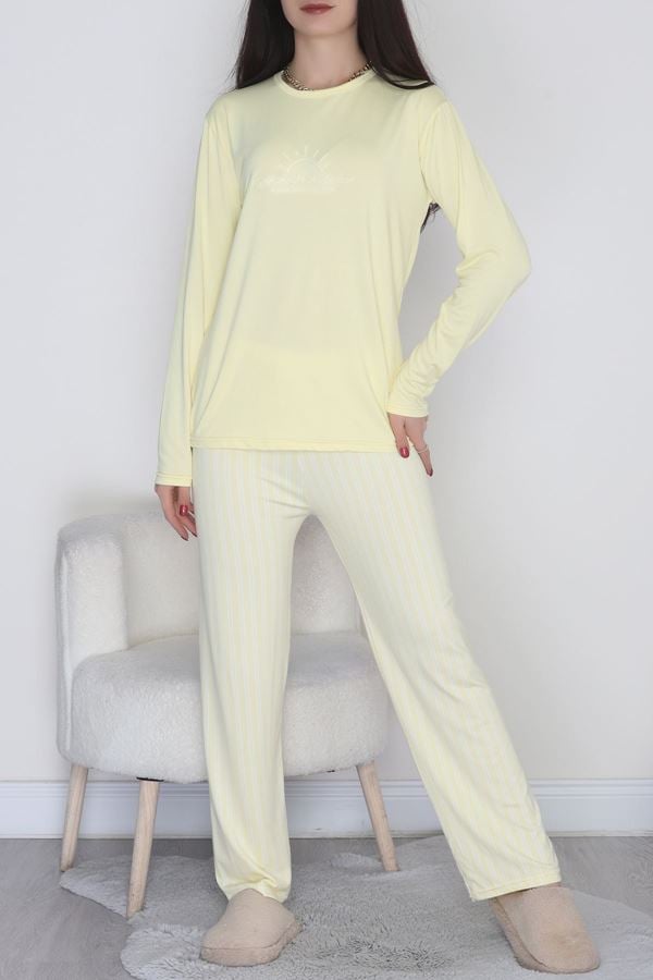 Baskılı Uzun Kol Takım Sarı - 664.1287.