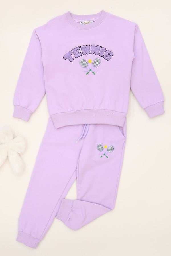 6-9 Yaş Şardonlu Yumoş Kumaş Takım Lila - 6264361.1576.