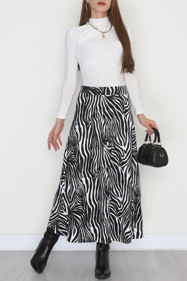 Süet Mevlana Etek Siyahbeyaz - 51060.1355.