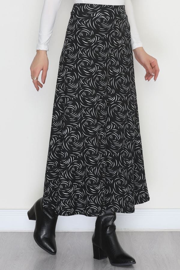 Karin Kumaş Desenli Etek Siyahbeyaz - 20588.1355.