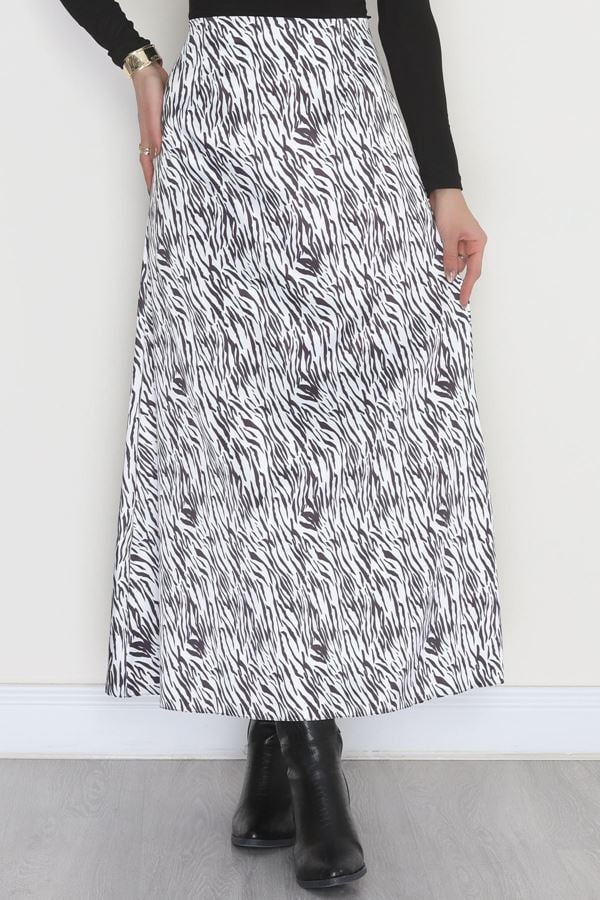 Desenli Saten Etek Siyahbeyaz - 4329.1595.