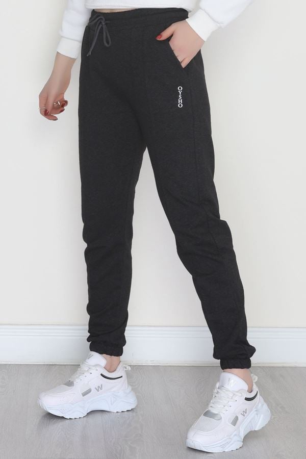 Baskılı Paça Lastik Eşofman Altı Antrasit - 41316.1431.