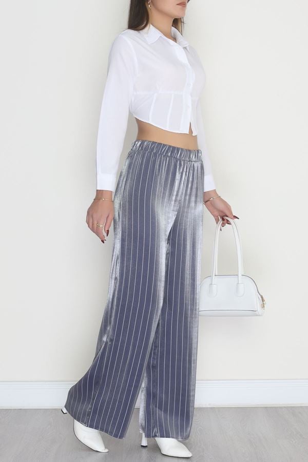 Beli Lastikli Saten Pantolon Lacivert - 4109.1595.