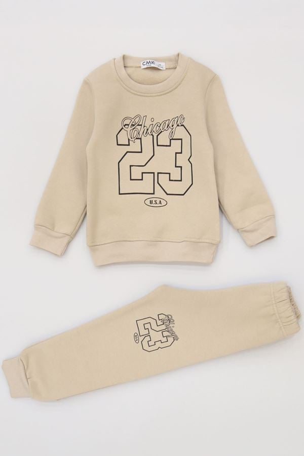 3-7 Yaş 3 İplik Şardonlu İkili Takım Bej - 50820.1867.