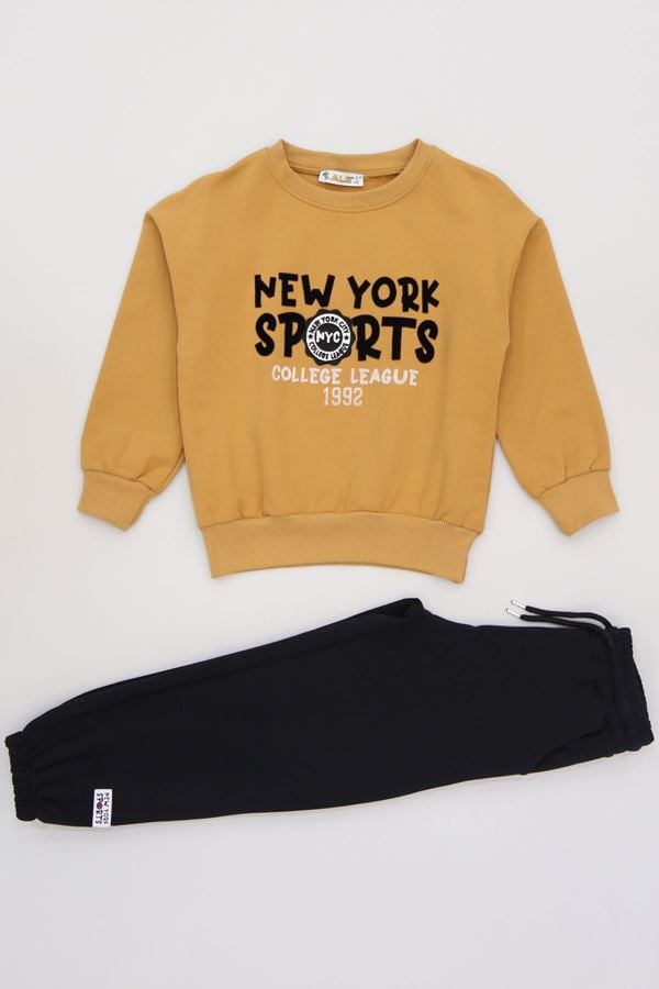 6-9 Yaş Şardonlu Yumoş Kumaş Takım Camel - 2264058.1576.