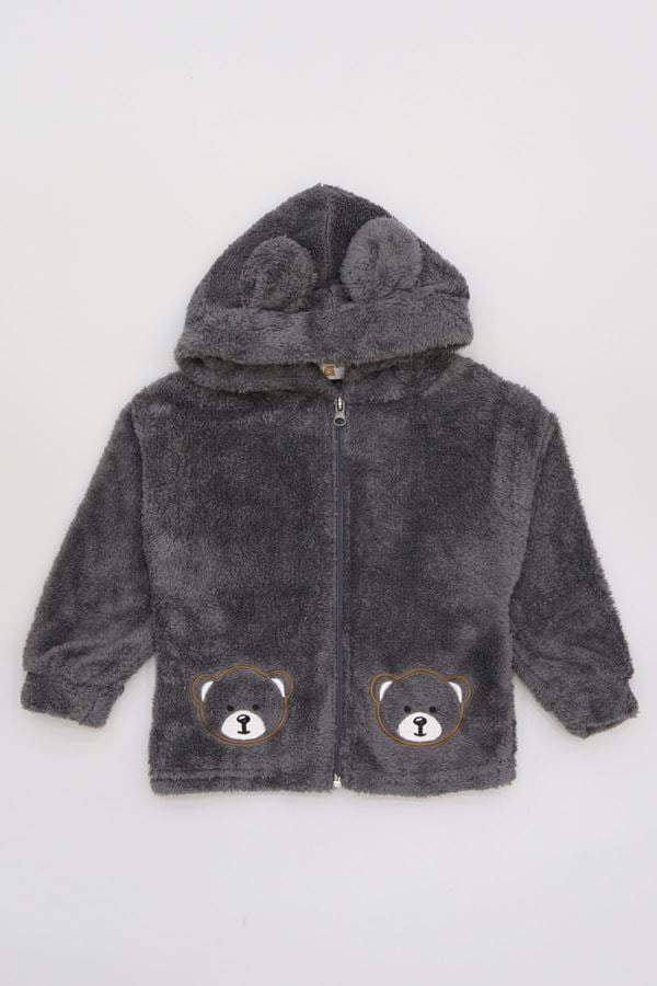 Ayı Nakışlı Çocuk Peluş Füme - 224456.1576.