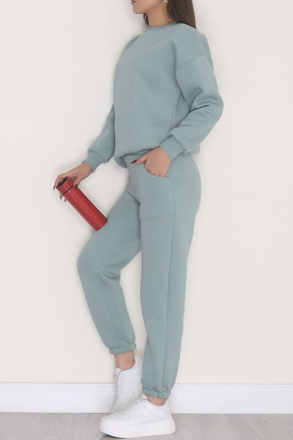 3 İplik Bisiklet Yaka Eşofman Takımı Suyeşili - 20779.1878.