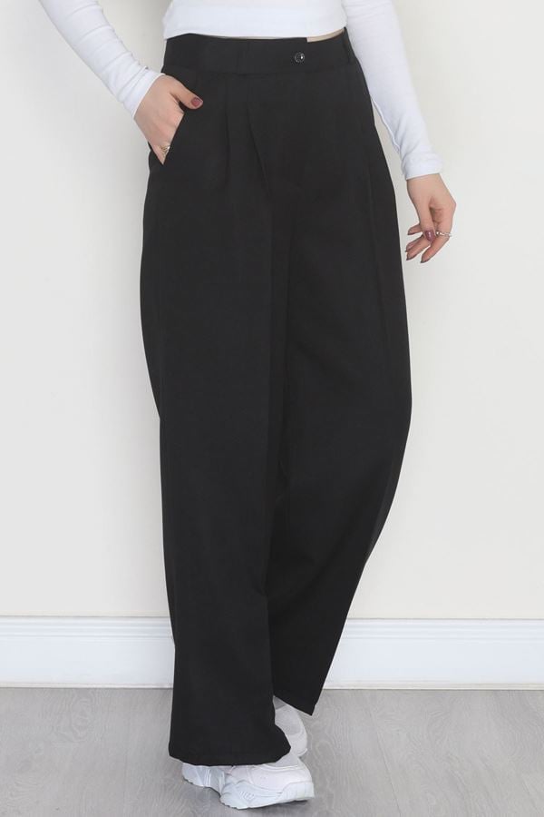 Yün Efekt Palazzo Pantolon Siyah - 51037.2061.