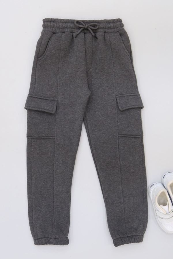 9-12 Yaş 3 İplik Şardonlu Eşofman Altı Füme - 42657.1937.