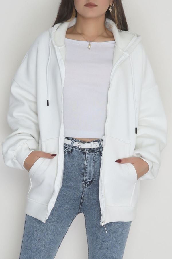 3 İplik Kompakt Oversize Sweat Ekru - 42502.1878.