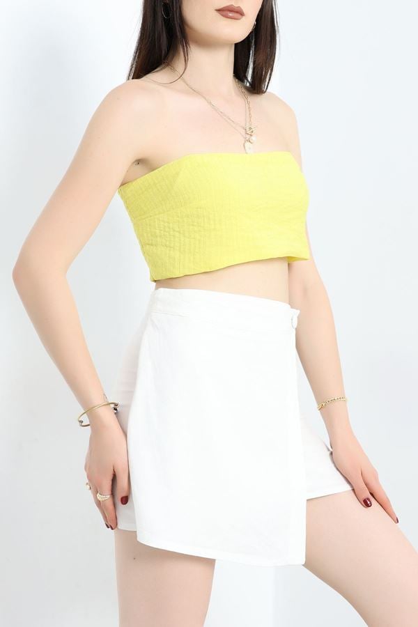 Arkası Gipeli Straplez Bluz Limonsarı - 80047.444.