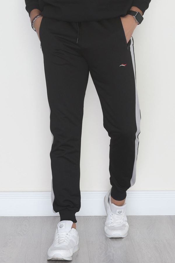 Şeritli Worteks Erkek Eşofman Altı Siyah - 42151.1937.