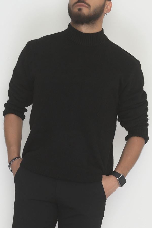 Bisiklet Yaka Şardon İplik Erkek Triko Siyah - 42549.1766.