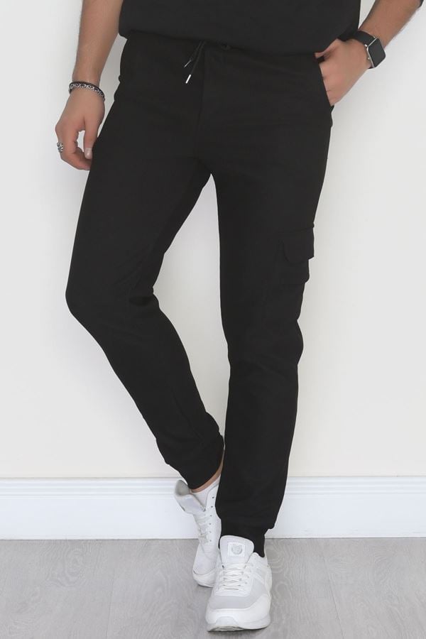 Kargo Cepli Ottoman Kumaş Erkek Eşofman Altı Siyah - 42654.1937.