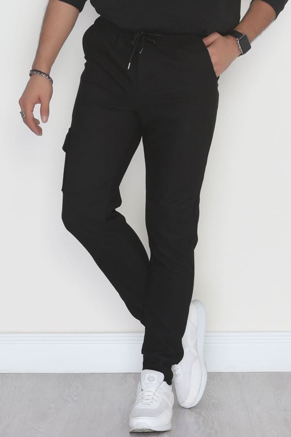 Kargo Cepli Ottoman Kumaş Erkek Eşofman Altı Siyah - 42653.1937.