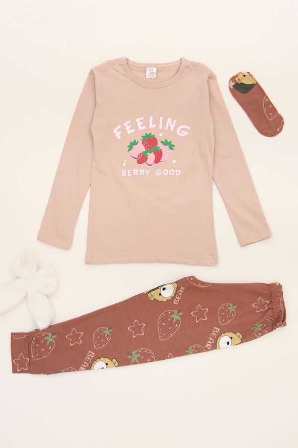 5-12 Yaş Süprem Penye Pijama Takımı Bej - 52081.1951.