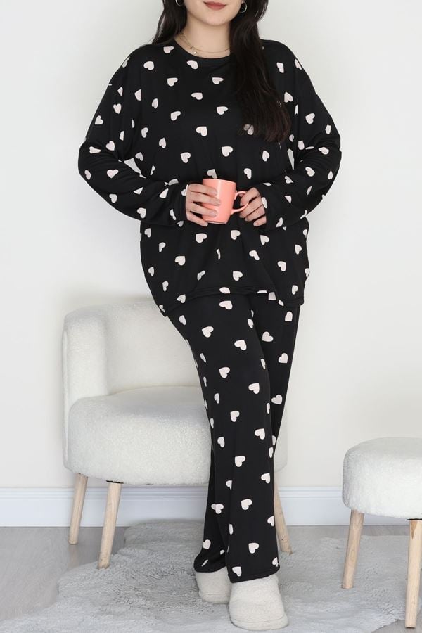 Bisiklet Yaka Battal Takım Siyahbeyaz - 672.1287.