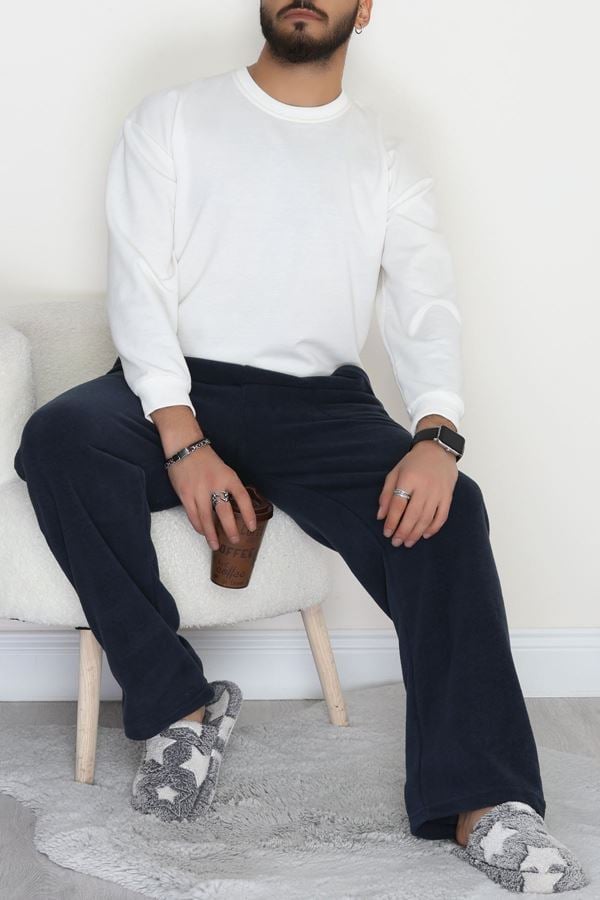 Cepli Polar Erkek Pijama Altı İndigo - 42736.1049.
